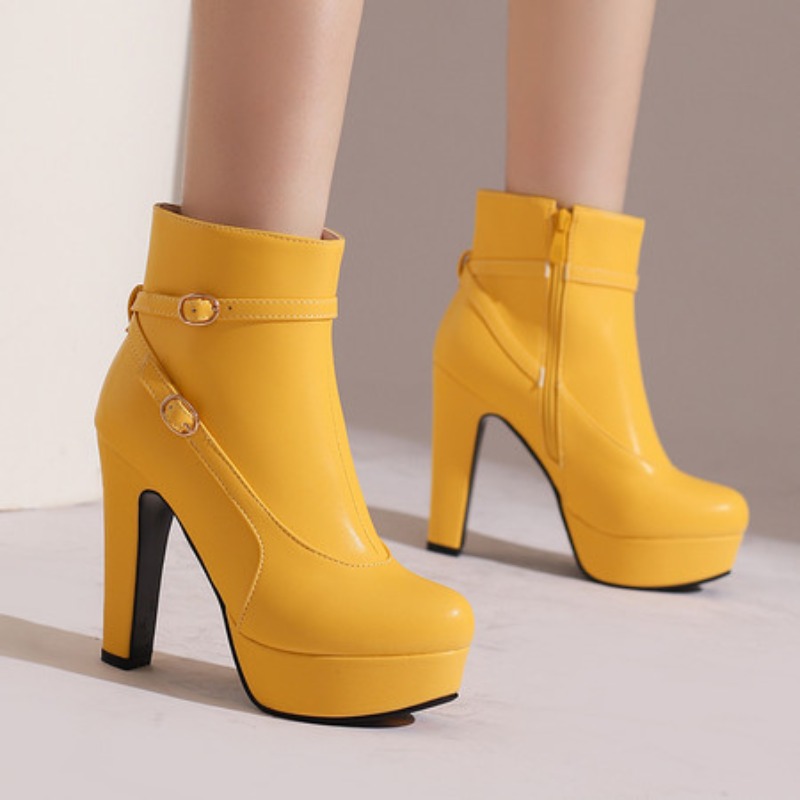 Ethnic Fashion Women - ファッショナブルなプラットフォームブーツ、女性用セクシーリベットアンクルブーツ、レッド、イエロー、ホワイト、ブラック、ショート丈、パーティーシューズ、レディースフットウェア、サイズ34-46