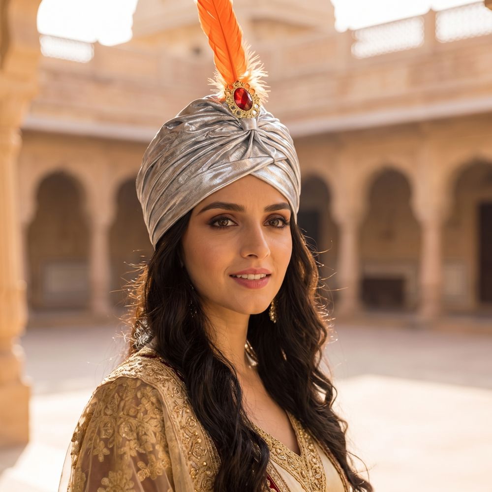 ドレスアップ用フェザーターバンハット、アラビアンハット、ライ - Ethnic Fashion India のレビューと価格
