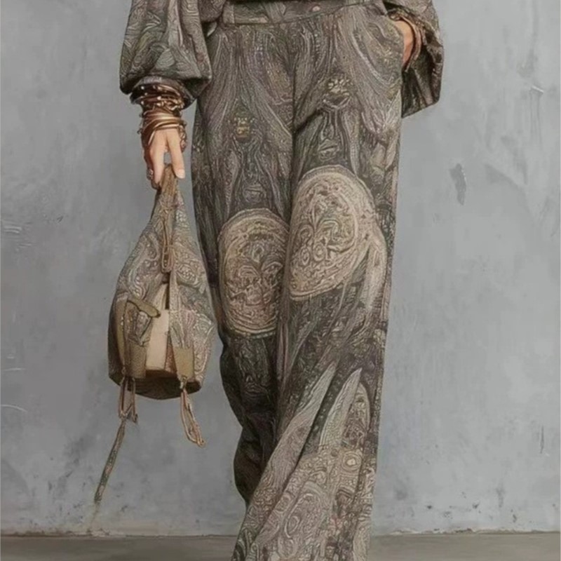 ボヘミアンペイズリー柄ツーピースセット レディース セクシー - Ethnic Fashion Design のレビューと価格